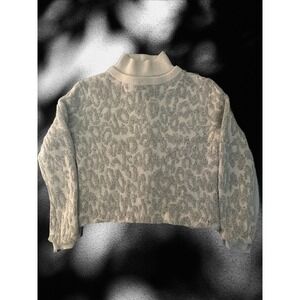 Neiman Marcus Exclusive Leopard Print Mock Neck Cropped Sweater Womens